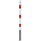 Barrier posts | Steel tube  60 x 2,5 mm | removable | with Euro profile cylinder lock | hot-dip galvanized and white coatedwith three red reflecting stripes | with 1 eyelet